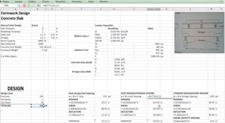 Designing a Concrete Slab Formwork in Excel Spreadsheet