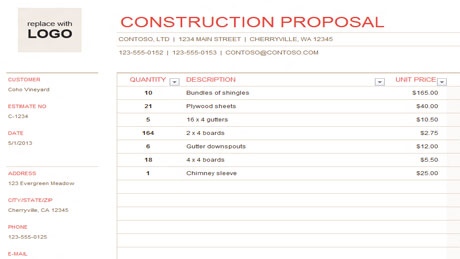 Download Building Construction Quotation Template for FREE