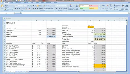 Building a Excel Worksheet to Track Hours and Materials