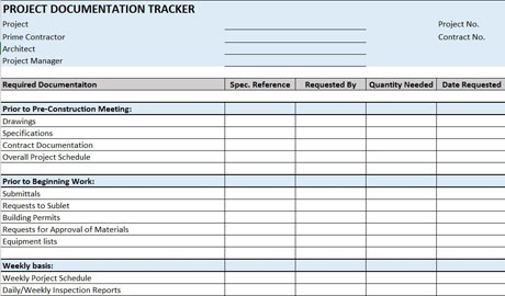 Download Construction Documentation Tracker Template for FREE