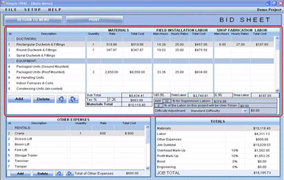 Simple HVAC Estimating Software