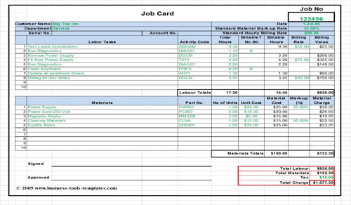 Labor And Material Estimate Template