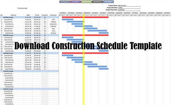 Construction Progress Schedule Template - Best Template Ideas